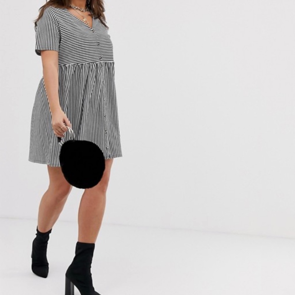 ASOS Curve v neck button through smock dress